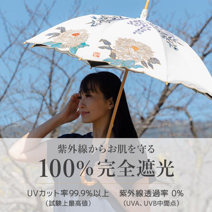 女優日傘 シノワズリーモダン 日傘 完全遮光 長傘 おしゃれ 女優日傘