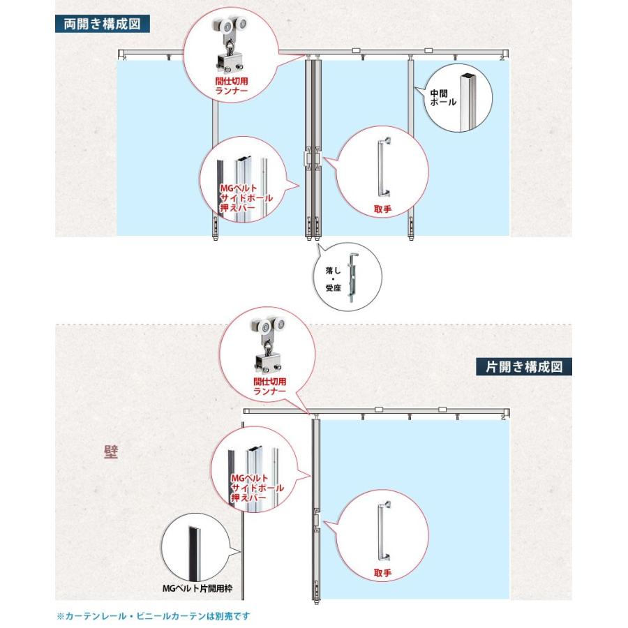間仕切ポール 間仕切り SGタイプ GTZレール対応 中間ポール 2m 隙間 隙間風 防寒 防虫 防塵 ばたつき防止 TT97P20 JQ_4