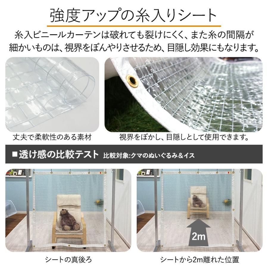 ビニールカーテン　透明　屋外　糸入り　防寒　0.35mm厚　幅601〜700cm　家庭用　業務用　防炎　断熱　丈151〜200cm　FT06　サイズオーダー　JQ