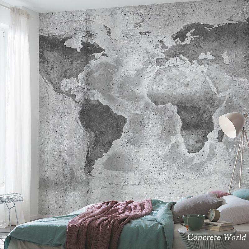 壁紙 おしゃれ 張り替え 自分で Diy 工具 Diy クロス おしゃれ 世界地図 Csz 輸入壁紙 コンクリートワールド World Csz フリース製 Concrete ビニールカーテンのcレンジャー Kger076 P039 Vd5 特別セール中