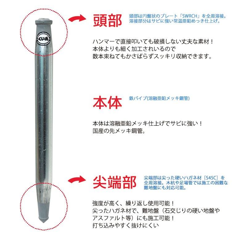 杭 くい丸 厚メッキ 48.6mm×2000mm 打ち込み杭 ※個人様宛への配送不可 