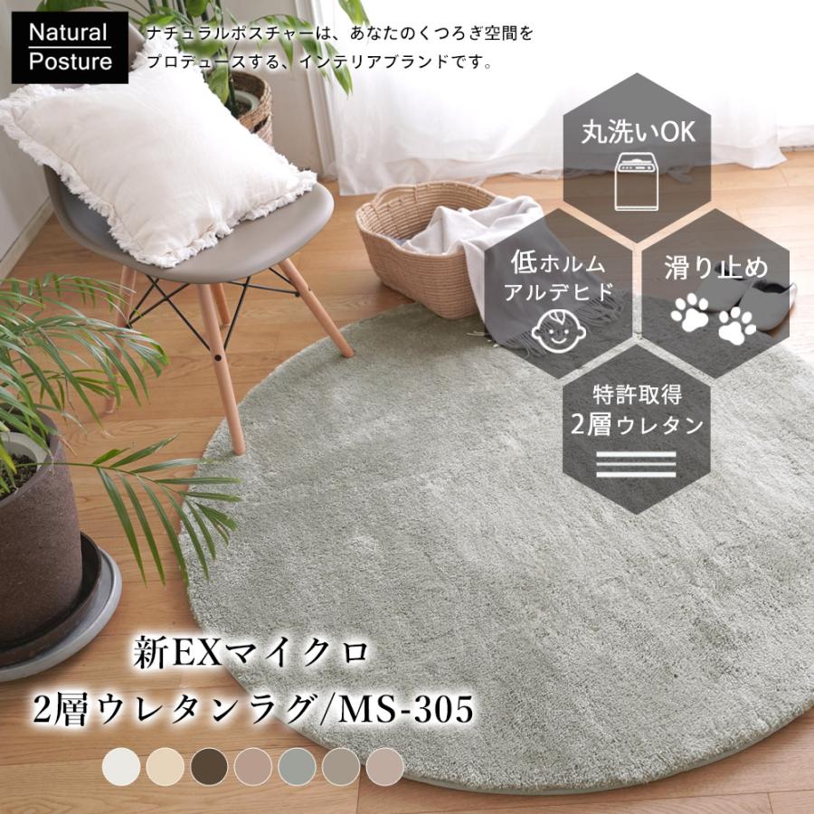 ERARE ラグ ラグマット 洗える カーペット絨毯190×190cm滑り止め ERARE（エラーレ） ラグマット 洗える 新EXマイクロ2層ウレタンラグ