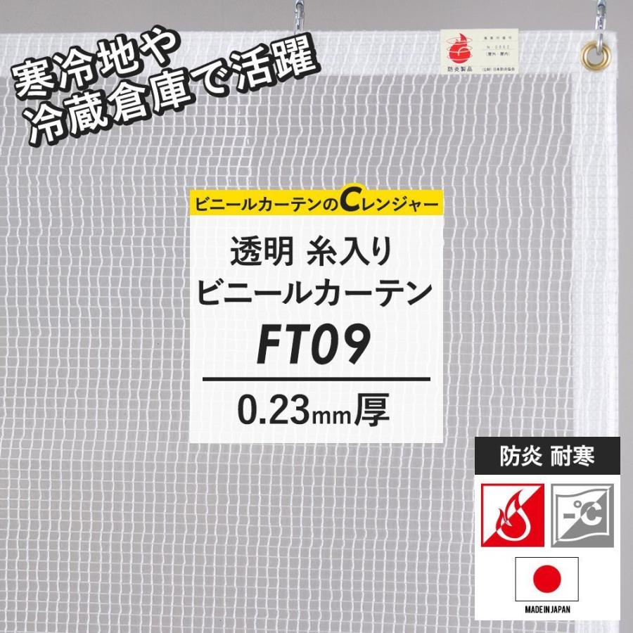 ビニールカーテン ビニールシート 透明 屋外 冷房 防炎 糸入り サイズオーダー 幅201〜300cm 丈451〜500cm FT09 0.23mm厚 JQ