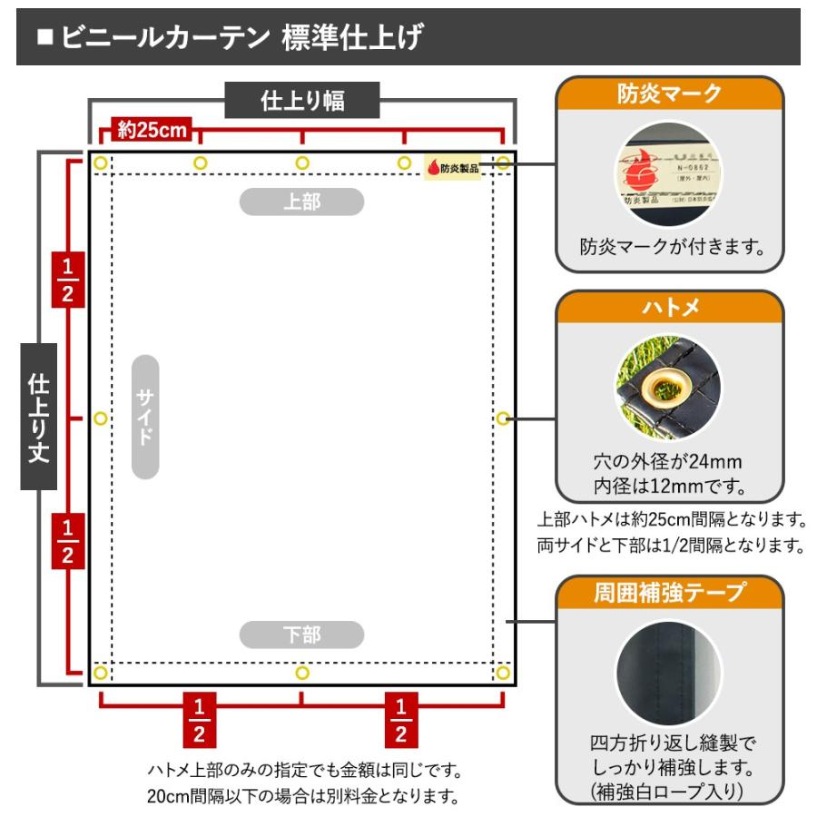 ビニールカーテン 耐熱 ターポキャンパス2000-TN 黒色 FT15 0.55mm厚 涅 くり 幅50〜90cm 丈151〜200cm JQ｜c-ranger｜07