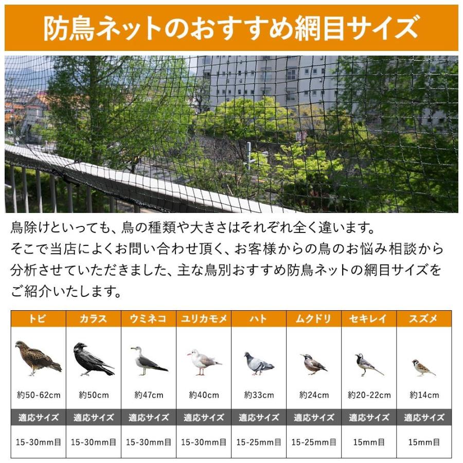 ネット 網 鳥害ネット 防鳥ネット 防球ネット ゴルフネット 防犯用ネット 25mm目 NET15 グリーン 幅30〜100cm 丈30〜100cm JQ｜c-ranger｜07