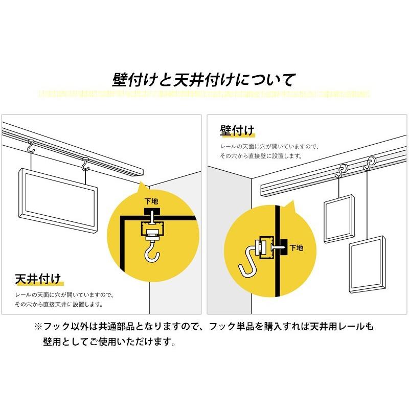 ピクチャーレール 天井付け 壁付け 写真 インテリア 展示用 収納 スタイリッシュタイプ ルーミー17　標準セット 2mまで JQ｜c-ranger｜07