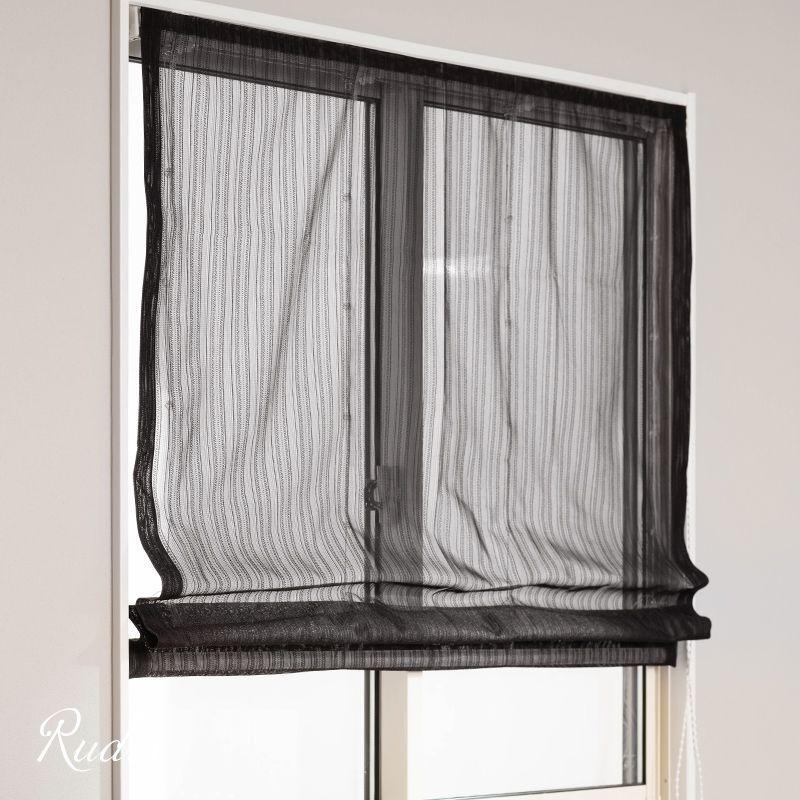 ローマンシェード サイズオーダー ドラム型 幅51〜90cm 丈101〜150cm  ルディス [1枚] おしゃれ 防炎 ブラックレース シンプル OKC5