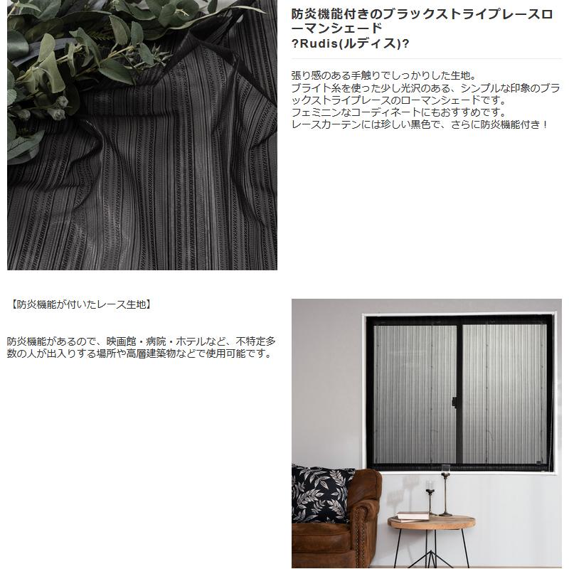 ローマンシェード サイズオーダー I型 幅30〜50cm 丈101〜150cm 【RB463】 ルディス [1枚] おしゃれ 防炎 ブラックレース シンプル OKC5 | 友安製作所 | 02