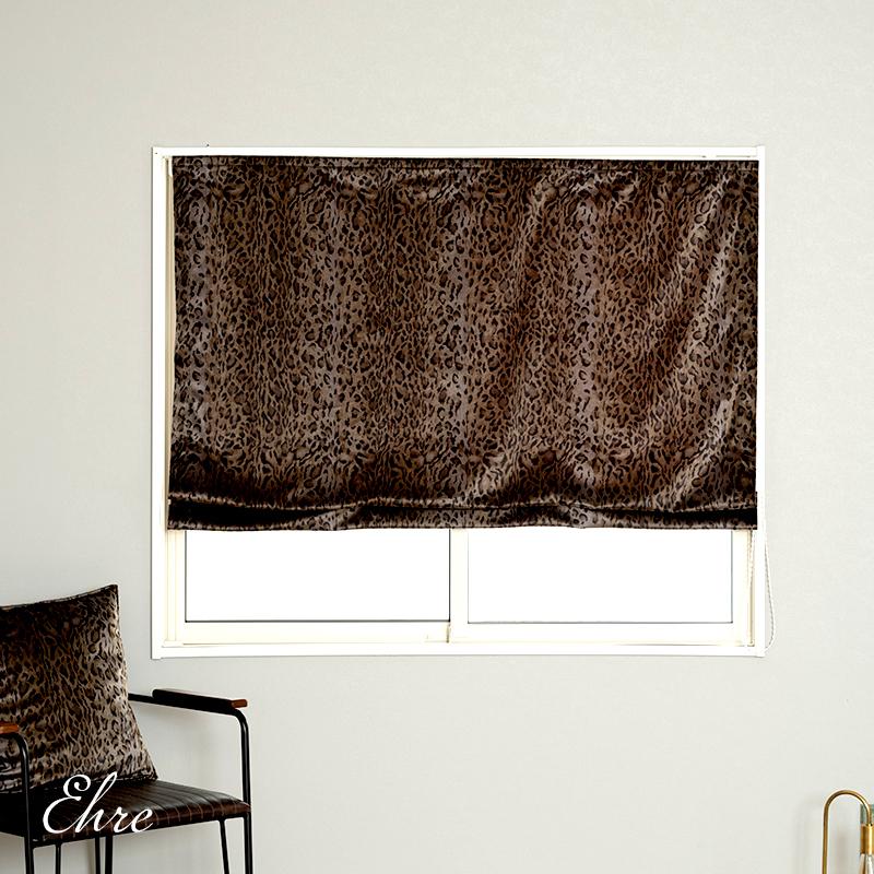 ローマンシェード サイズオーダー I型 幅30〜50cm 丈151〜200cm  エーレ [1枚] おしゃれ ベロア ヒョウ柄 OKC5
