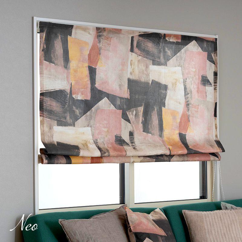 ローマンシェード サイズオーダー I型 幅141〜190cm 丈151〜200cm  ネオ [1枚] おしゃれ ピンク ブラック OKC5