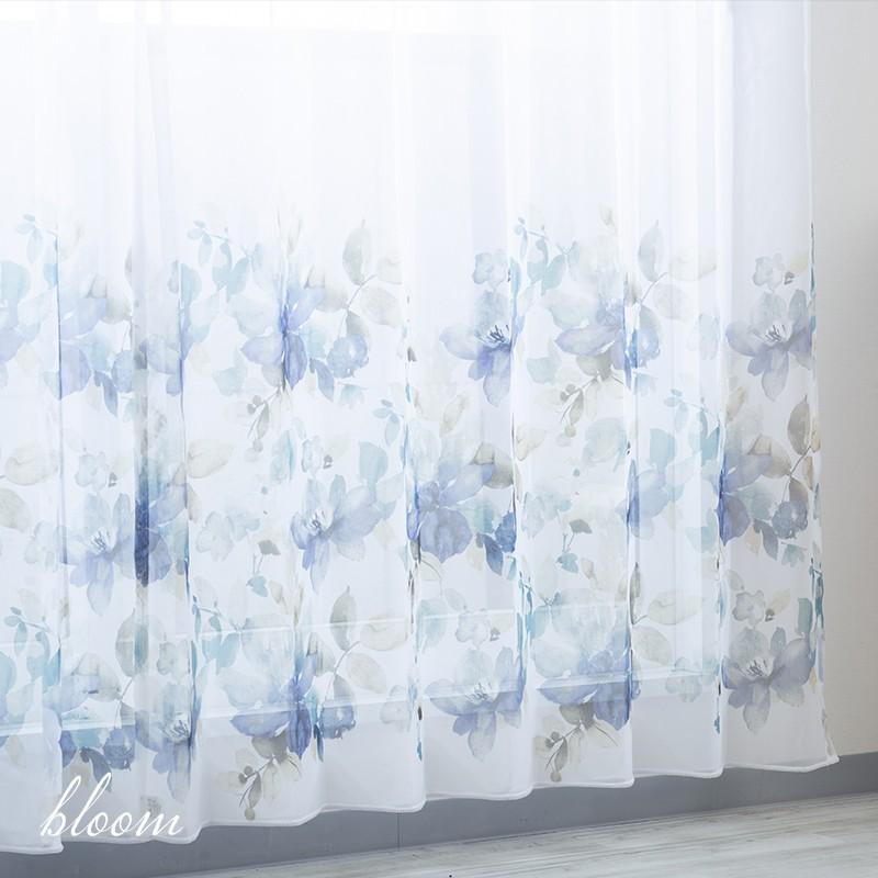レースカーテン おしゃれ 絵羽柄 サイズオーダー 幅151〜200cm 丈251〜300cm YH999 ブルーム [1枚] OKC5