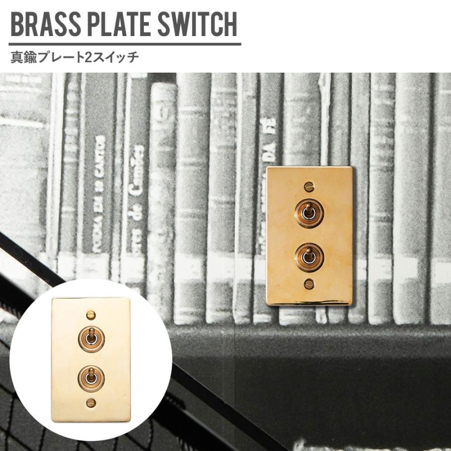 アメリカンスイッチ 真鍮プレート2スイッチ HS2336 CSZ