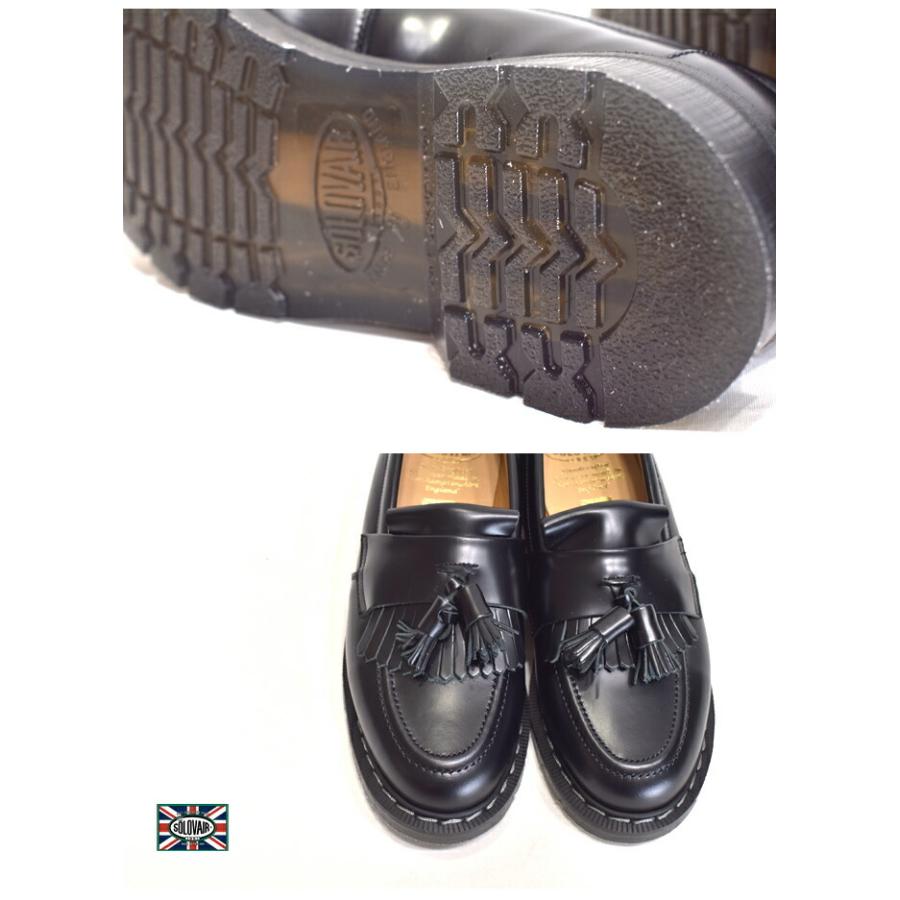 ソロヴェアータッセルローファー solovair ローファー Black Hi-Shine Tassel Loafer Handmade in England 4 Mens 5 Womens