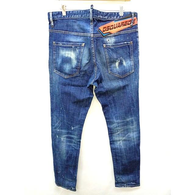 [人気] ディースクエアード デニムパンツ 50 インディゴ ダメージ加工 skater jean S71LB0597 | ★ B379 |  | 01