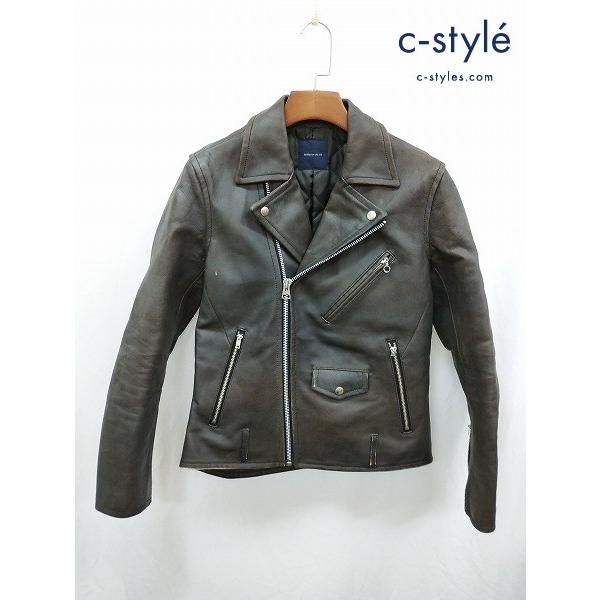 B412 [人気] AMERICAN RAG CIE アメリカンラグシー ダブルライダースジャケット 1 ブラウン系 牛革 AKS-M162-BL019 | ★ | 