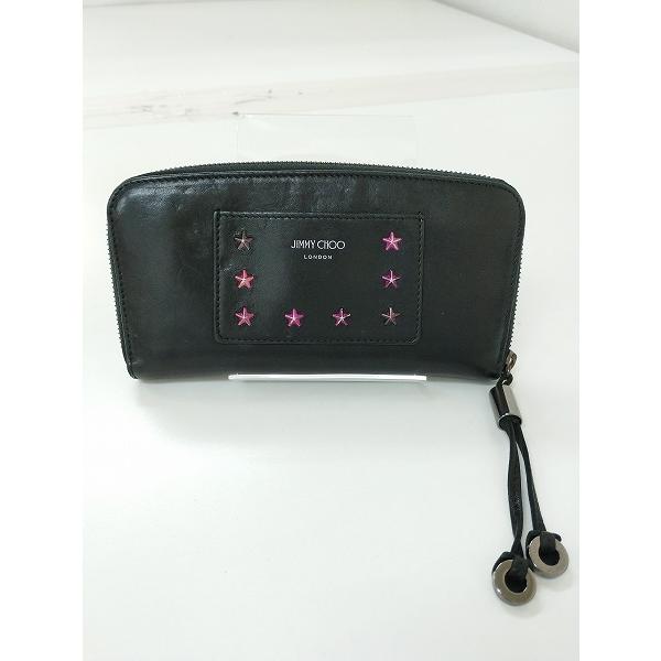 ✨美品✨JIMMY CHOO ジミーチュウ 財布スタッズ 長財布 C568 [人気] JIMMY CHOO ジミーチュウ 長財布 ブラック ラウンド