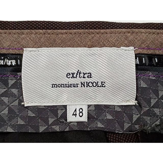 E288 [人気] monsieur NICOLE ムッシュニコル パンツ 48 ブラウン ex/tra 9162-5020 | ★ |  | 02