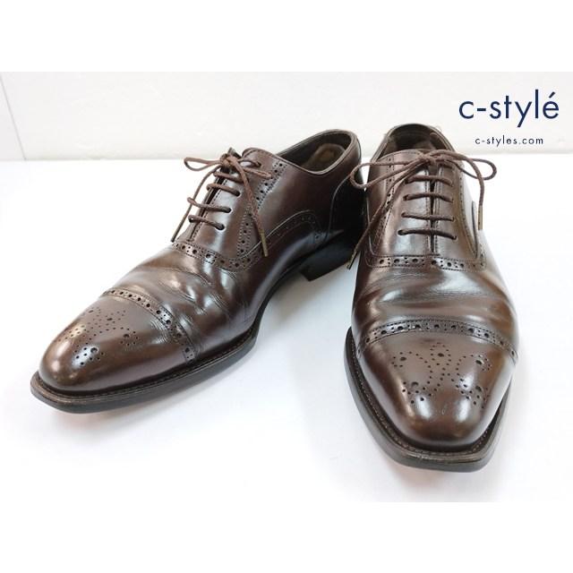 F810 [人気] Perfetto ペルフェット ドレスシューズ 7・1/2 ブラウン セミブローグ メダリオン WF01 | ★ | 