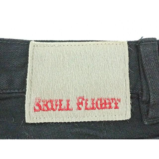 H175 [人気] SKULL FLIGHT スカルフライト ストレートパンツ 28 ブラック バイカーズ | ★ |  | 02