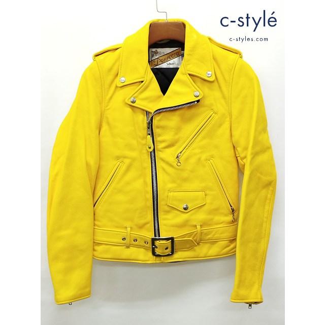 J032 [人気] Schott ショット ライダースジャケット 32 イエロー 618