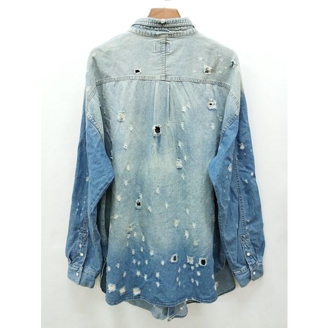 L686 [人気] Danke Schon ダンケシェーン クラッシュ加工ロングスリーブデニムシャツ F インディゴ 6016171032 | N★ |  | 01