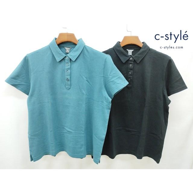 P239 [未使用品] Eddie Bauer エディーバウアー ポロシャツ PXL ブラック ブルー系 レディース | ★ | 