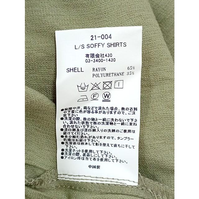 P583 [人気] 430 FOURTHIRTY フォーサーティ 長袖シャツ 1 グリーン系 L/S SOFFY SHIRTS 21-004 | ★ |  | 03
