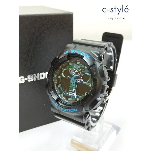 V585 [人気] CASIO カシオ 腕時計 ブラック×ブルー G-SHOCK GA-100CB クォーツ | ★ | 