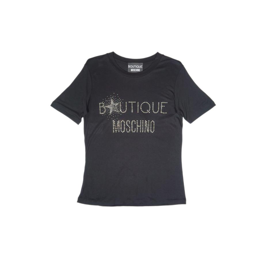 F352(40).. 売れ筋商品|||MOSCHINO モスキーノ Tシャツ ロゴ スタッズ レディース ブラック 新品. MOSCHINO F352(40).. モスキーノ Tシャツ ロゴ スタッズ