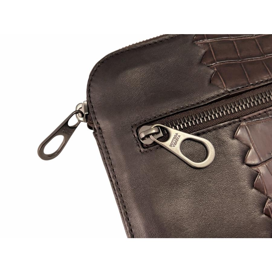 J125 BOTTEGA VENETA ボッテガヴェネタ イタリア製 ドキュメントケース イントレ ナッパ x リアルクロコ メンズ 新品 ★ 2129 ESPRESSO.の画像