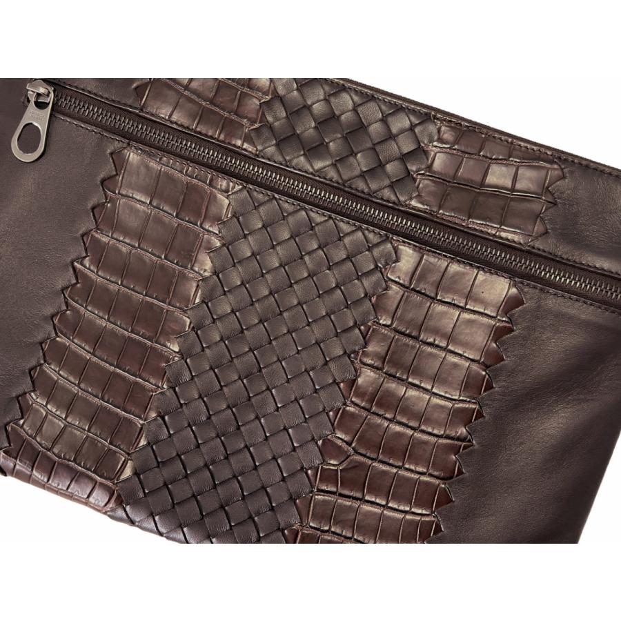 J125 BOTTEGA VENETA ボッテガヴェネタ イタリア製 ドキュメントケース イントレ ナッパ x リアルクロコ メンズ 新品 ★ 2129 ESPRESSO.の画像