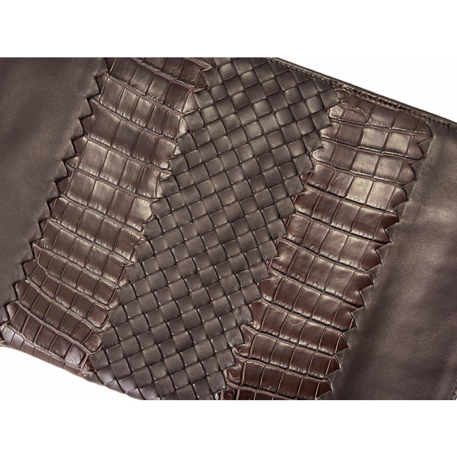 J125 BOTTEGA VENETA ボッテガヴェネタ イタリア製 ドキュメントケース イントレ ナッパ x リアルクロコ メンズ 新品 ★ 2129 ESPRESSO.の画像