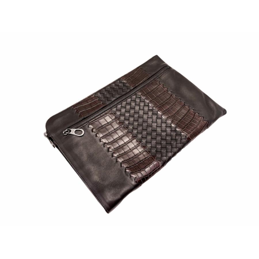 J125 BOTTEGA VENETA ボッテガヴェネタ イタリア製 ドキュメントケース イントレ ナッパ x リアルクロコ メンズ 新品 ★ 2129 ESPRESSO.の画像