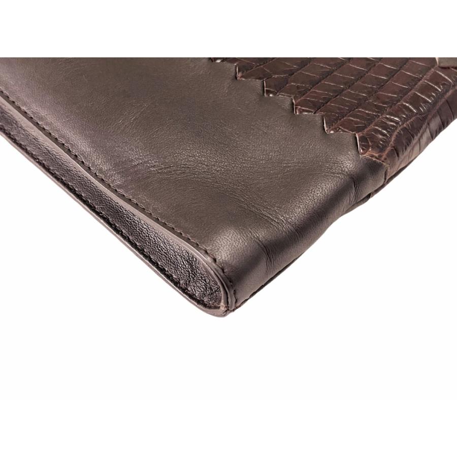 J126 BOTTEGA VENETA ボッテガヴェネタ イタリア製 ドキュメントケース イントレ ナッパ x リアルクロコ メンズ 新品 ★ 2129 ESPRESSO.の画像