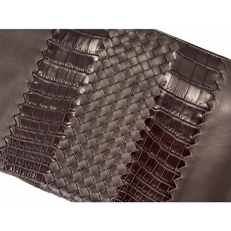 J126 BOTTEGA VENETA ボッテガヴェネタ イタリア製 ドキュメントケース イントレ ナッパ x リアルクロコ メンズ 新品 ★ 2129 ESPRESSO.の画像