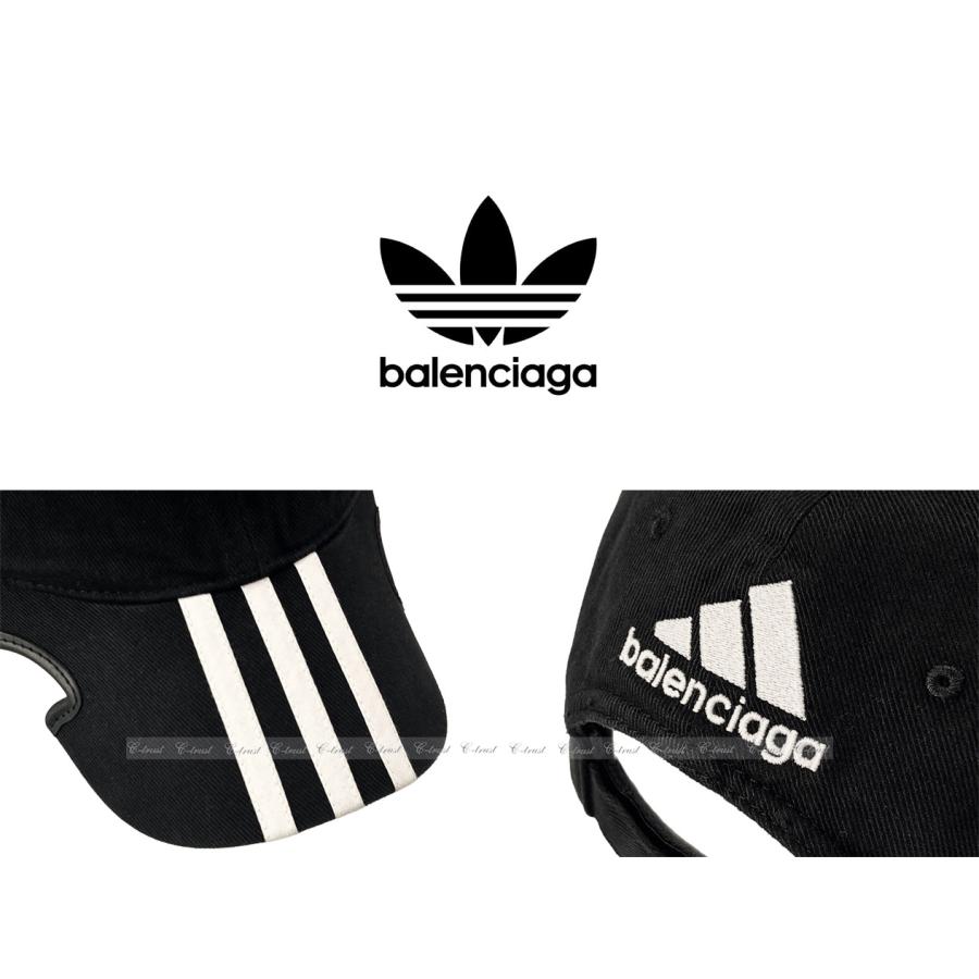 BALENCIAGA × ADIDAS バレンシアガ アディダス コラボ キャップ 帽子 イタリア製 ユニセックス 新品 ★ 1077 ブラック J451- M L｜c-trust｜06