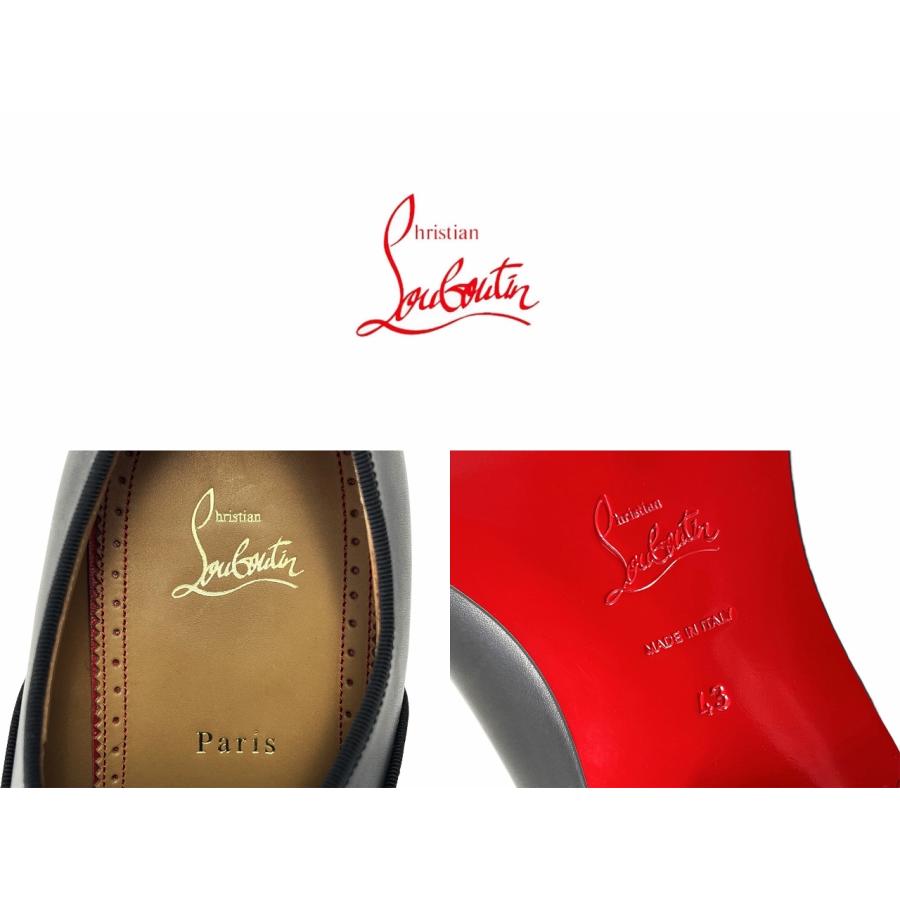 J502(43).. Christian Louboutin クリスチャン ルブタン 靴 ローファー スパイク イタリア製 メンズ 男 新品 ★ ブラック.の画像