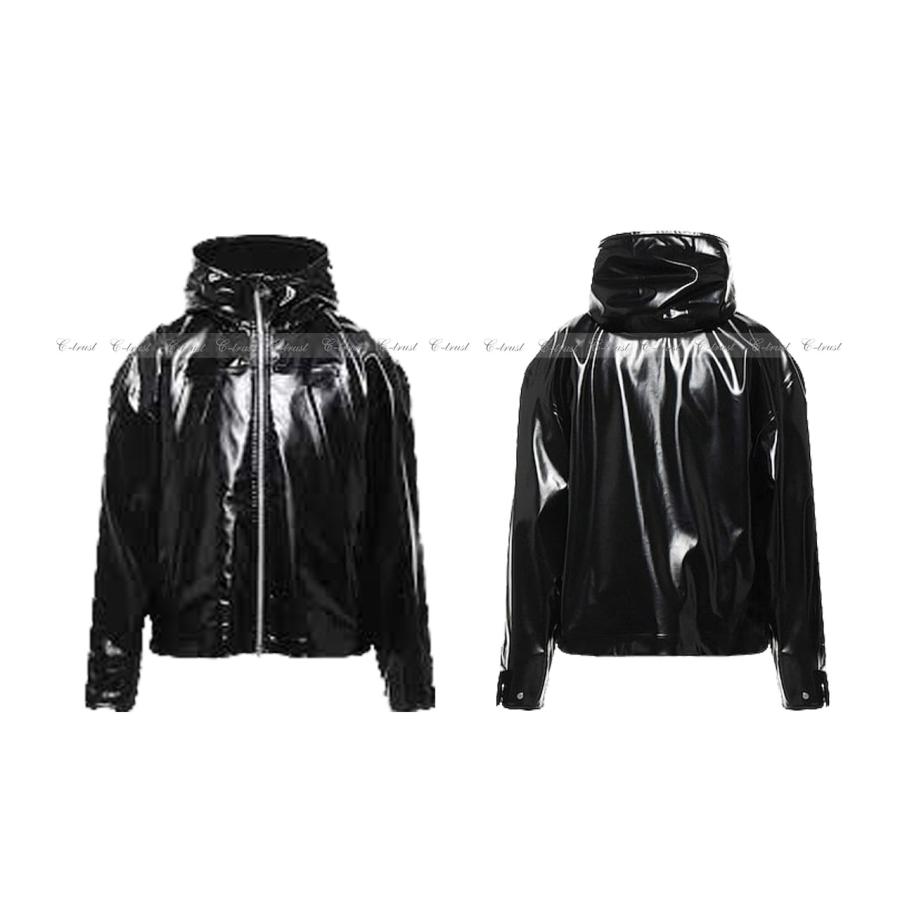 K389-M.. BOTTEGA VENETA ボッテガ ヴェネタ ブルゾン ジャケット フード付 ロゴ イタリア製 メンズ 新品 ★ 1000 ブラックの画像