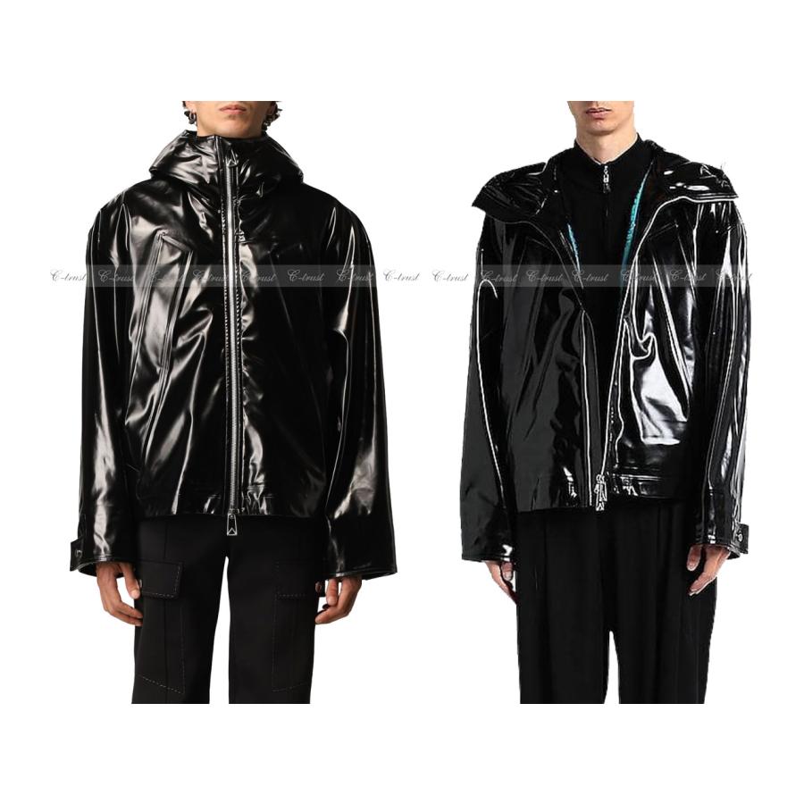 K389-M.. BOTTEGA VENETA ボッテガ ヴェネタ ブルゾン ジャケット フード付 ロゴ イタリア製 メンズ 新品 ★ 1000 ブラックの画像