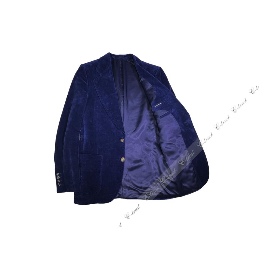 K512-46.. GUCCI グッチ ジャケット テーラード ベロア ワッペン ロゴ イタリア製 メンズ 新品 ★ 4379 ネイビーの画像