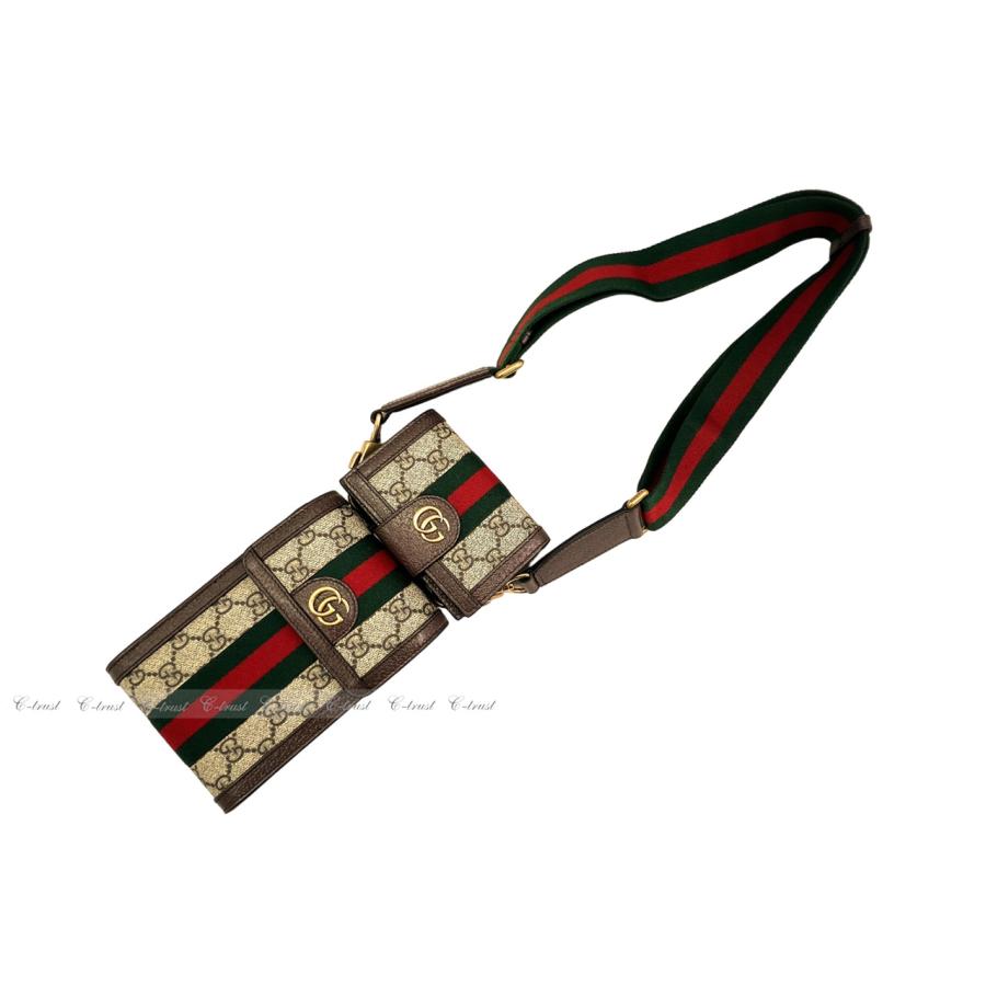 K938.. GUCCI グッチ ミニバッグ BAG ポシェット カードケース付 オフィディア ストラップ GG イタリア製 新品 ★ ブラウンの画像