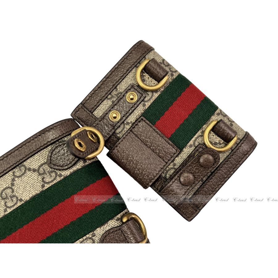 K938.. GUCCI グッチ ミニバッグ BAG ポシェット カードケース付 オフィディア ストラップ GG イタリア製 新品 ★ ブラウンの画像