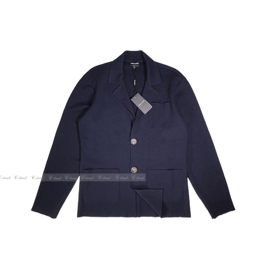 K991-50.. GIORGIO ARMANI ジョルジオアルマーニ ジャケット トップス ウール ブレザー 襟付き ロゴ イタリア製 新品 ★ ネイビーの画像