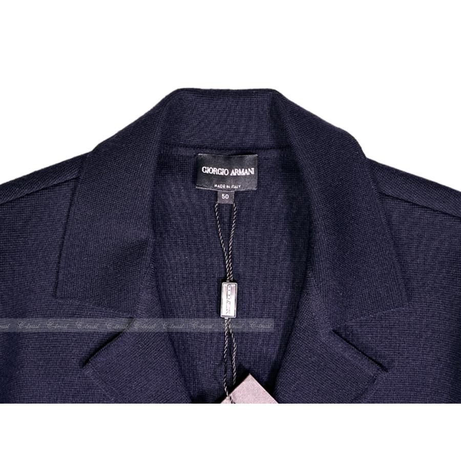 K991-50.. GIORGIO ARMANI ジョルジオアルマーニ ジャケット トップス ウール ブレザー 襟付き ロゴ イタリア製 新品 ★ ネイビーの画像