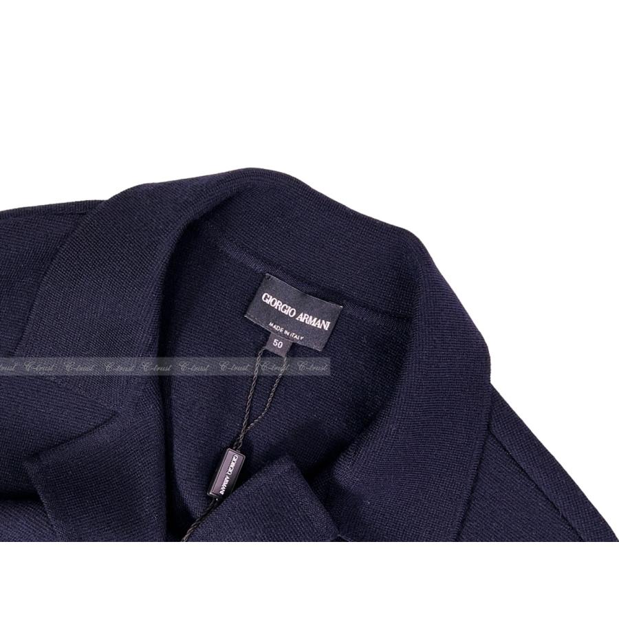 K991-50.. GIORGIO ARMANI ジョルジオアルマーニ ジャケット トップス ウール ブレザー 襟付き ロゴ イタリア製 新品 ★ ネイビーの画像