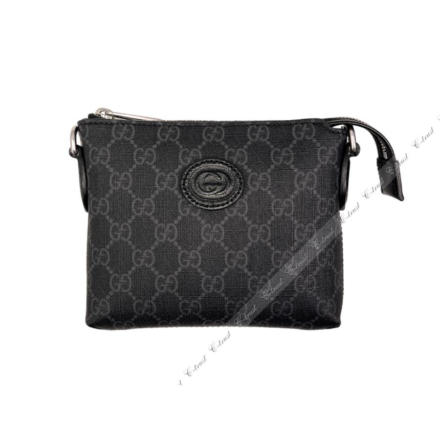 L024.. GUCCI グッチ バッグ BAG メッセンジャー ショルダー ポーチ スプリーム GG ストラップ ロゴ イタリア製 新品 ★ ブラックの画像