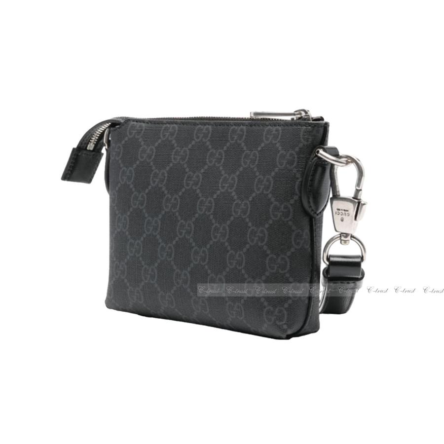 L024.. GUCCI グッチ バッグ BAG メッセンジャー ショルダー ポーチ スプリーム GG ストラップ ロゴ イタリア製 新品 ★ ブラックの画像
