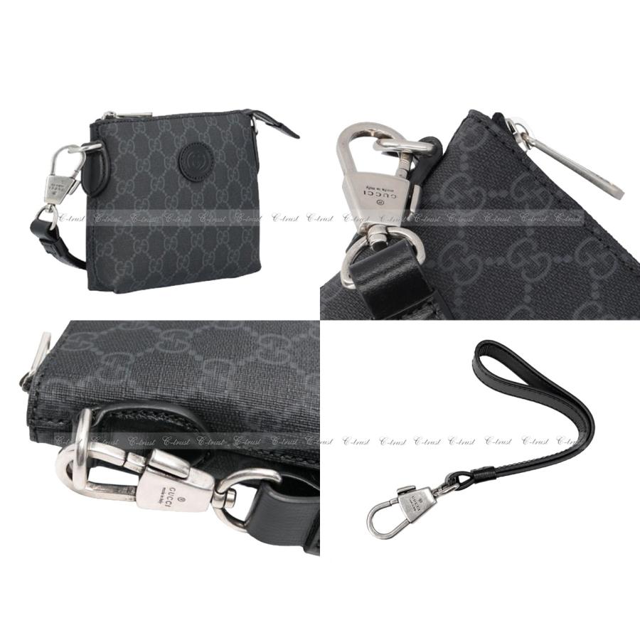 L024.. GUCCI グッチ バッグ BAG メッセンジャー ショルダー ポーチ スプリーム GG ストラップ ロゴ イタリア製 新品 ★ ブラックの画像