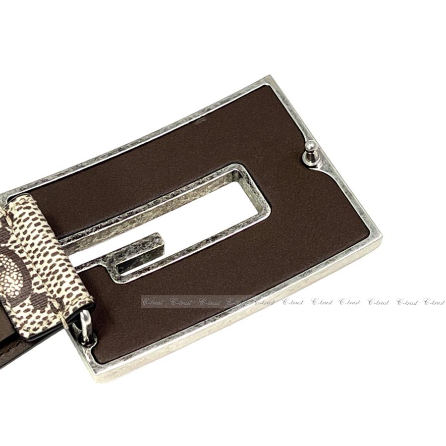 L032-85.. GUCCI グッチ ベルト BELT BIG スクエア バックル GG スプリーム キャンバス ロゴ メンズ イタリア製 新品 ★ 8367 ブラウンの画像