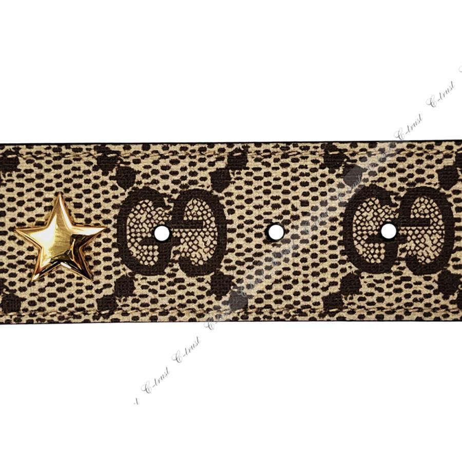 L032-85.. GUCCI グッチ ベルト BELT BIG スクエア バックル GG スプリーム キャンバス ロゴ メンズ イタリア製 新品 ★ 8367 ブラウンの画像